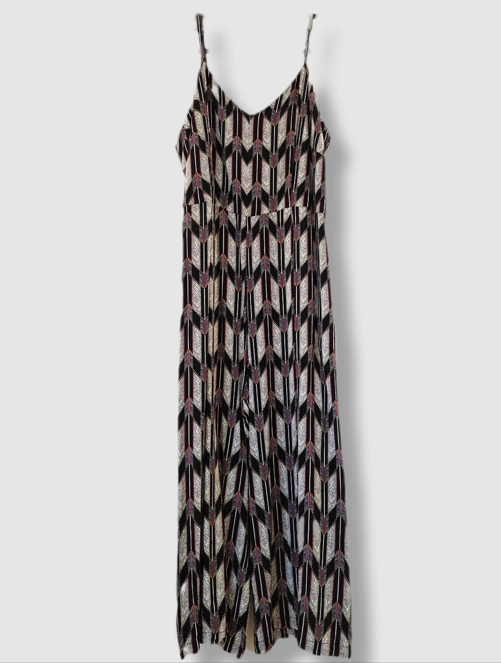 Molly Bracken Wide Leg Geometric Jumpsuit Strappy Black Red Yellow Size S